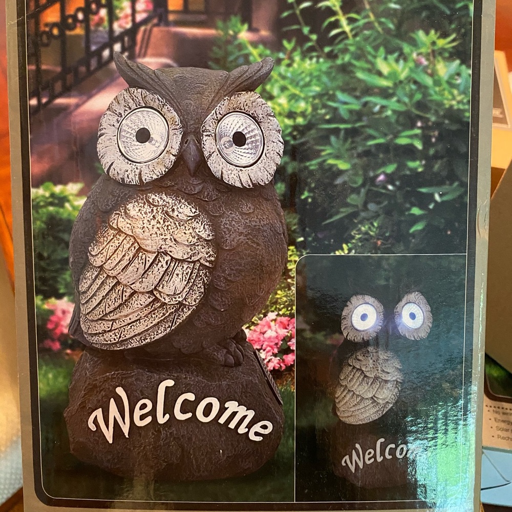 New solar owl garden statues $25 each
